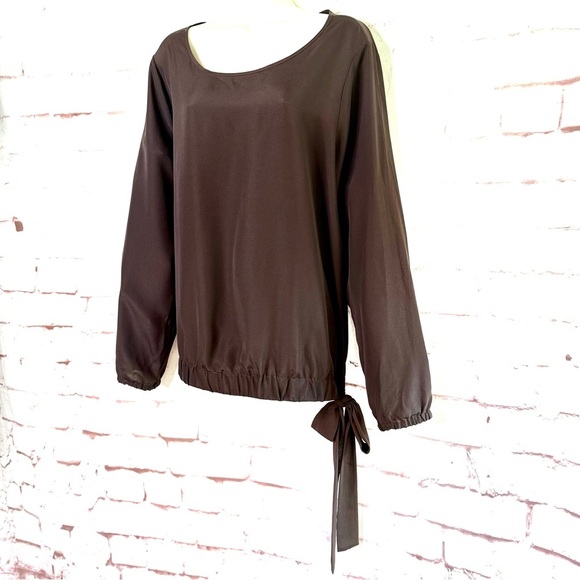 MICHAEL MICHAEL KORS XL Crepe Blouson Top Elastic Hem Side Tie Pullover Style - Picture 3 of 15